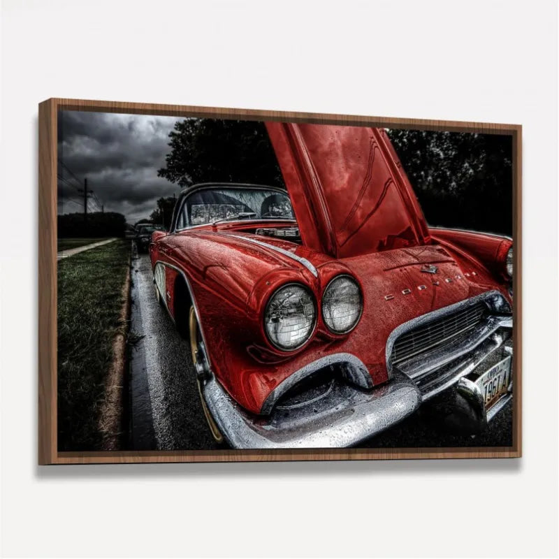 Quadro Carro Antigo - Corvetti Vermelho em Arte