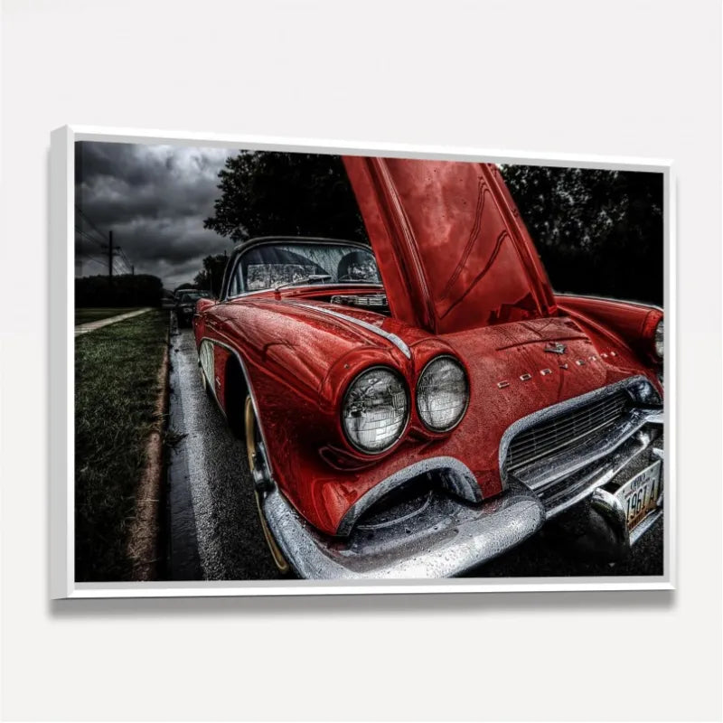 Quadro Carro Antigo - Corvetti Vermelho em Arte