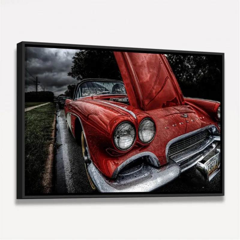 Quadro Carro Antigo - Corvetti Vermelho em Arte