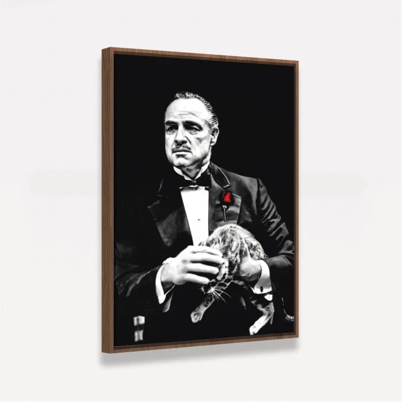 Quadro Poderoso Chefão e Gatinho - Preto e Branco