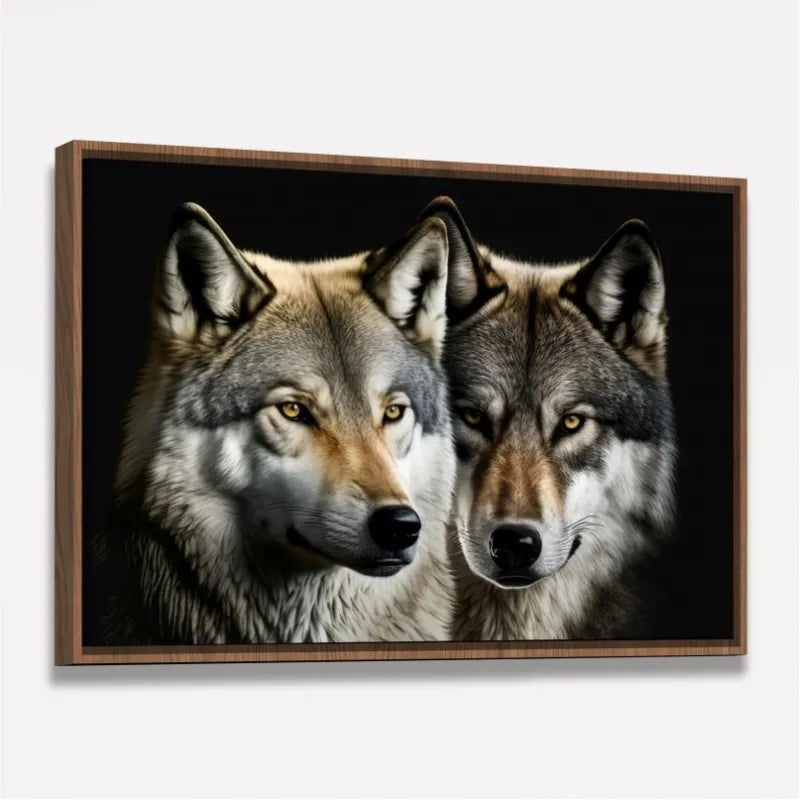 Quadro Casal de Lobos Amor Uivante Artístico