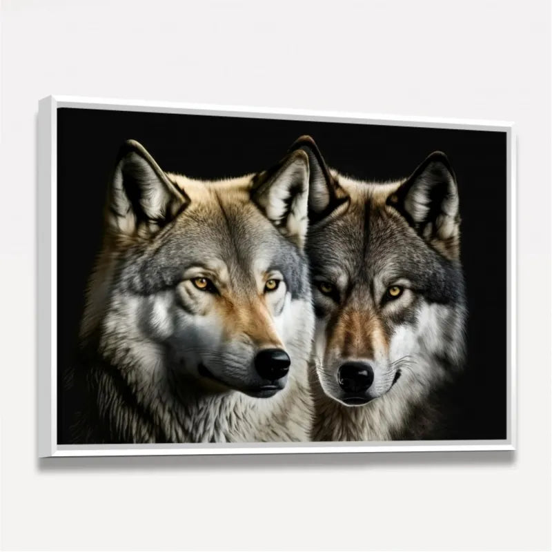 Quadro Casal de Lobos Amor Uivante Artístico