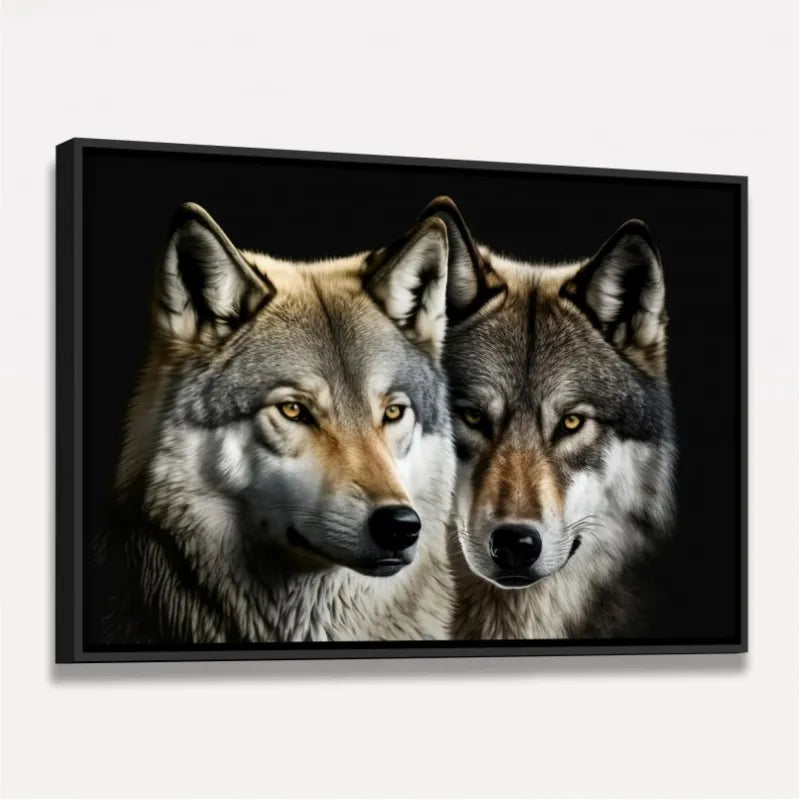 Quadro Casal de Lobos Amor Uivante Artístico