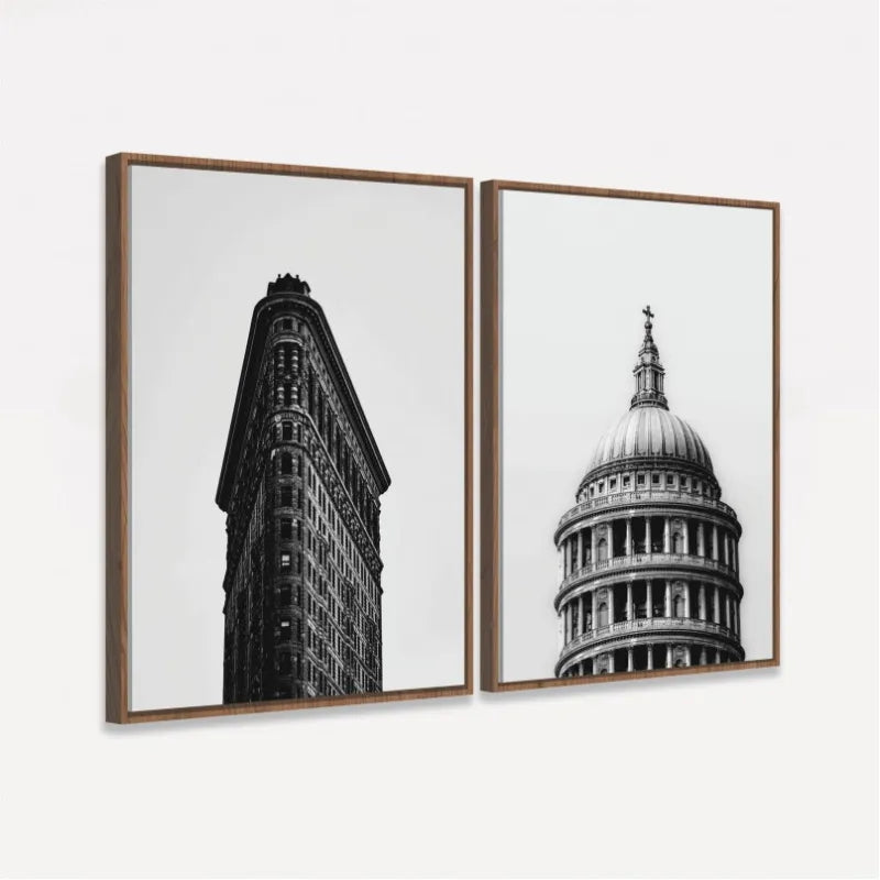 Quadro Duo Edifícios Ícones Vintage