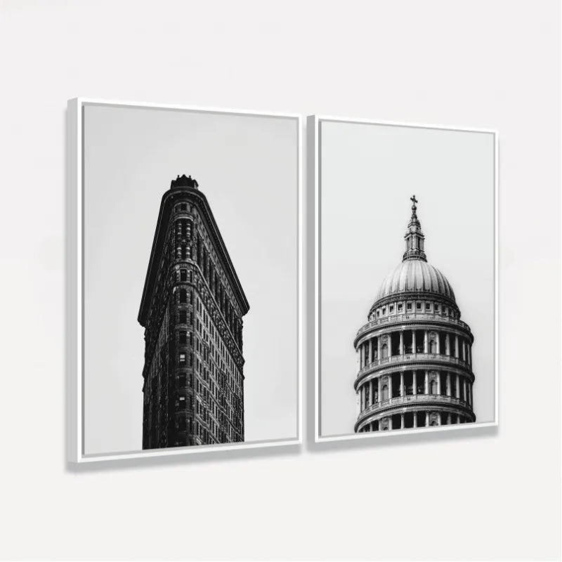 Quadro Duo Edifícios Ícones Vintage