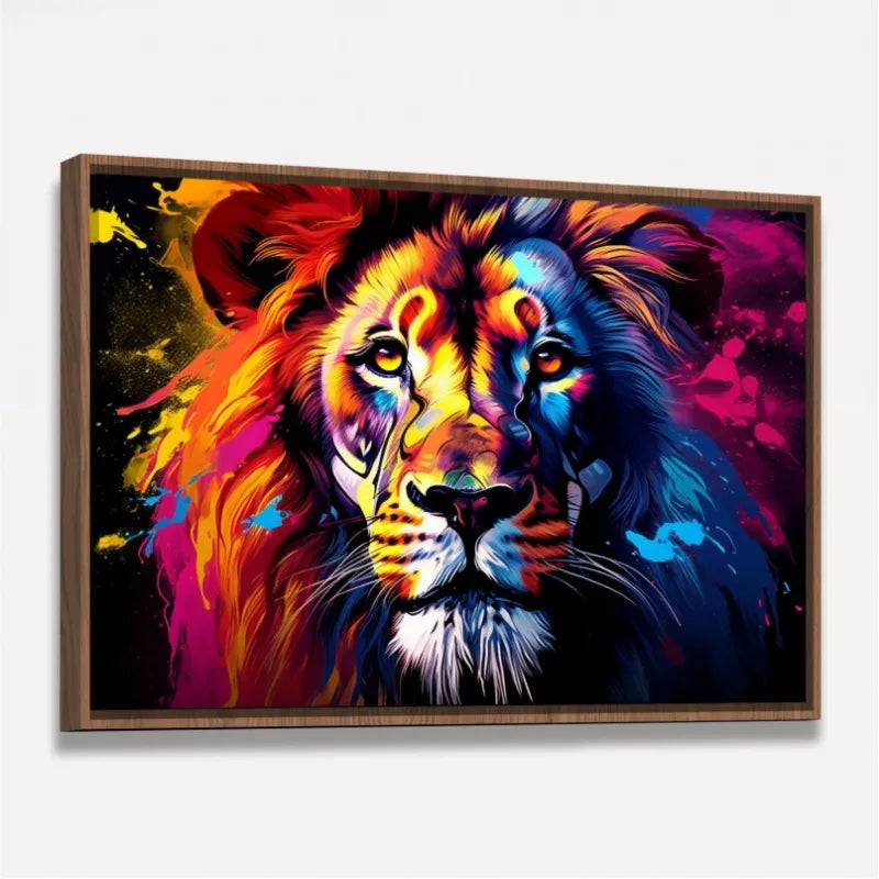 Quadro Leão Colorido Majestade Cromática