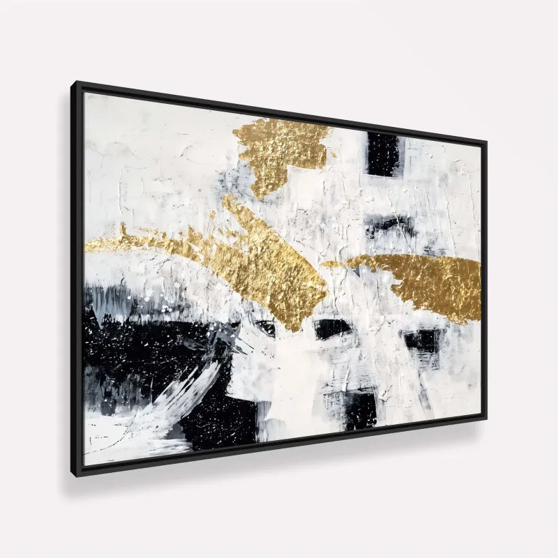 Quadro Abstrato Monocromático Elegância Dourada