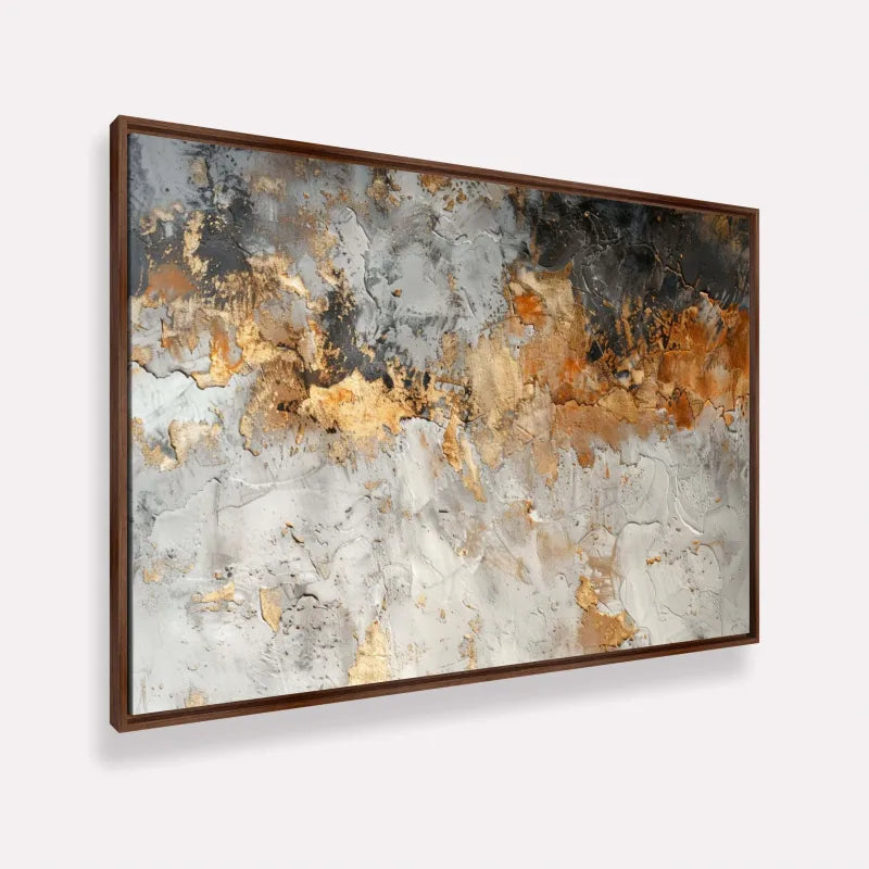 Quadro Abstrato Harmonia Metálica Cores Quentes