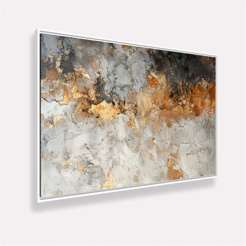 Quadro Abstrato Harmonia Metálica Cores Quentes