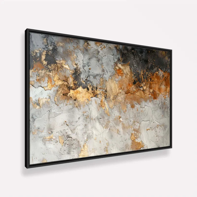 Quadro Abstrato Harmonia Metálica Cores Quentes