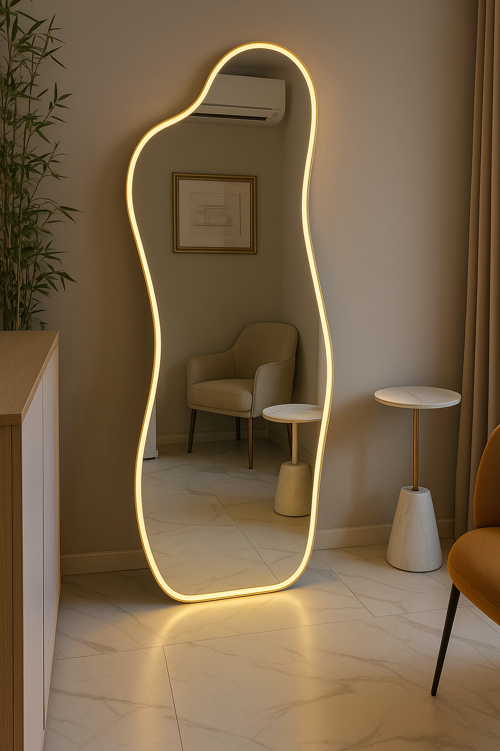 Espelho Orgânico Curvas Premium com LED