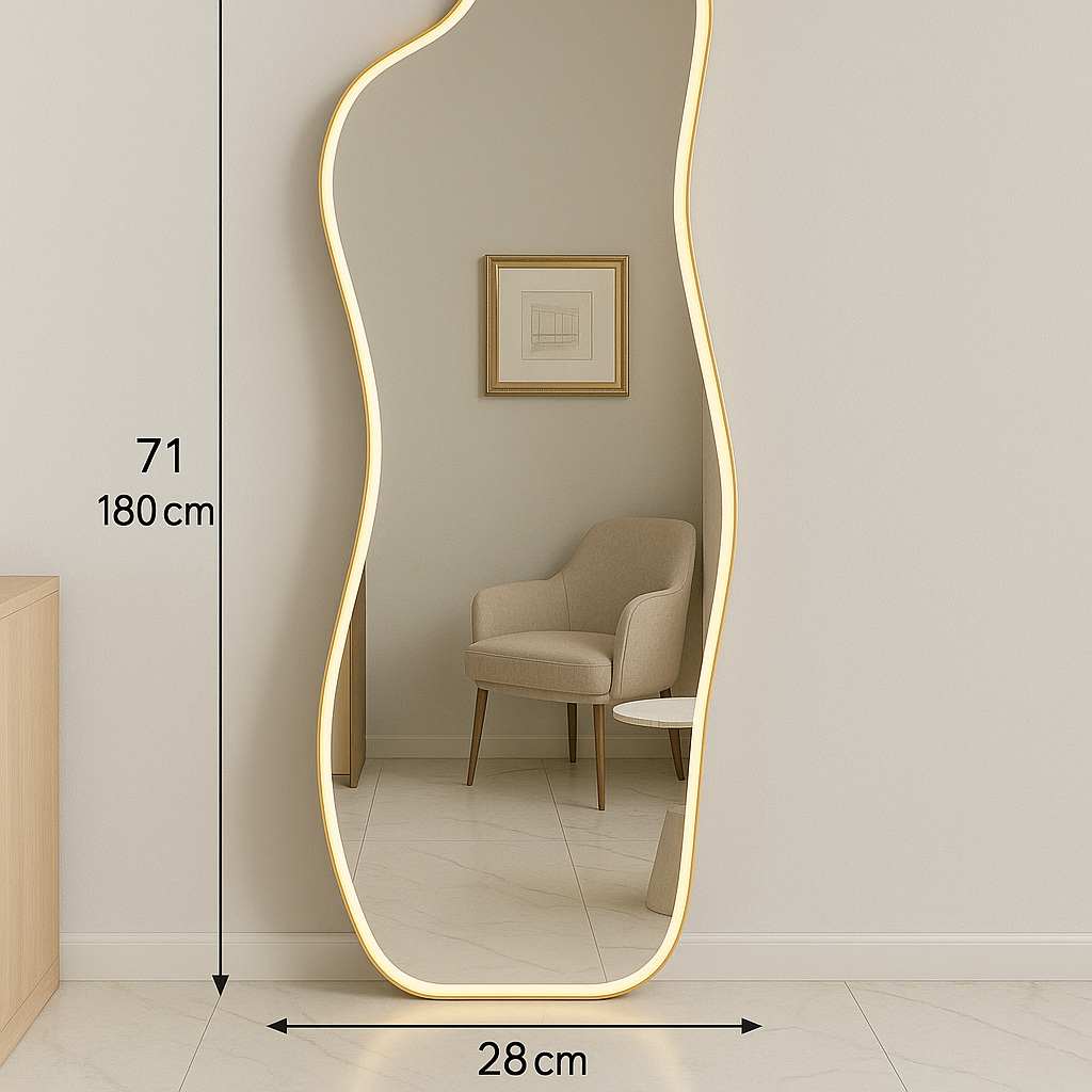 Espelho Orgânico Curvas Premium com LED