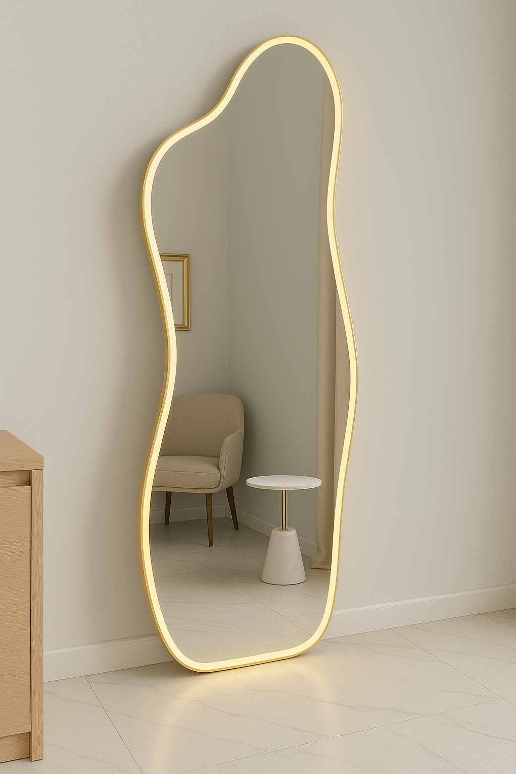 Espelho Orgânico Curvas Premium com LED