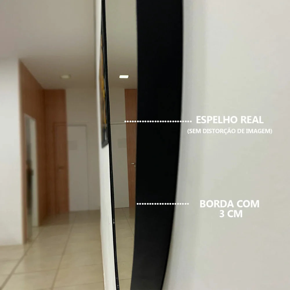 Espelho Orgânico com Moldura em Couro Eco