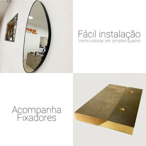 Espelho Orgânico com Moldura em Couro Eco