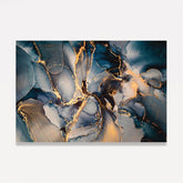 Quadro Abstrato Mix Azul e Dourado Moderno