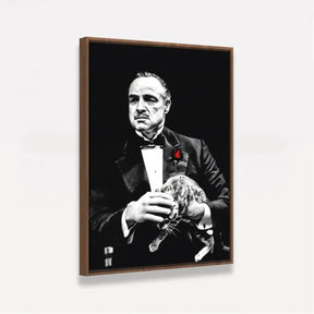 Quadro Poderoso Chefão e Gatinho - Preto e Branco