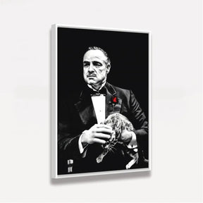 Quadro Poderoso Chefão e Gatinho - Preto e Branco
