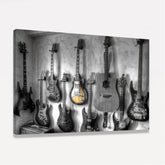 Quadro Violão Guitarras Coleção - Preto e Branco