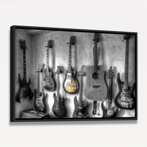 Quadro Violão Guitarras Coleção - Preto e Branco