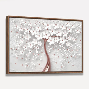 Quadro Decorativo Flores Cerejeira Branca e Rose Gold