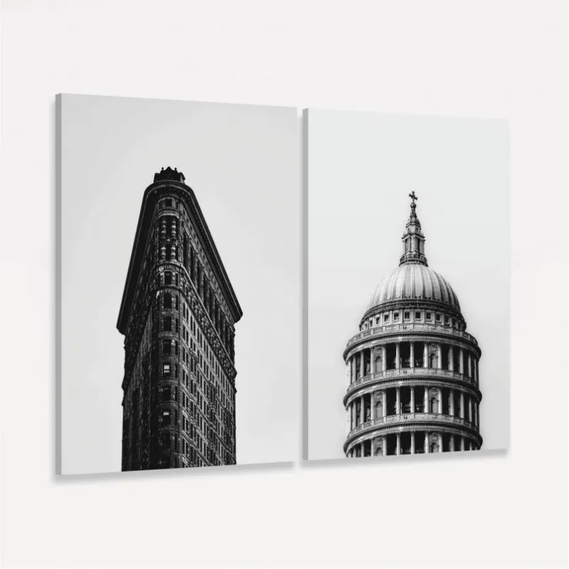 Quadro Duo Edifícios Ícones Vintage