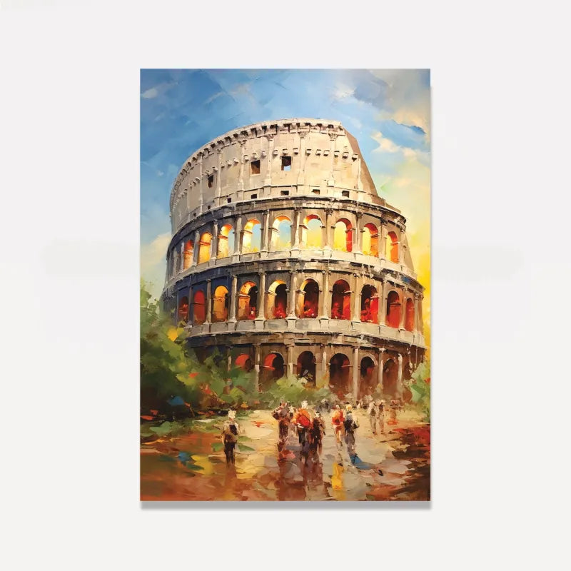 Quadro Coliseu de Roma Itália Impressionismo Cores Vibrantes