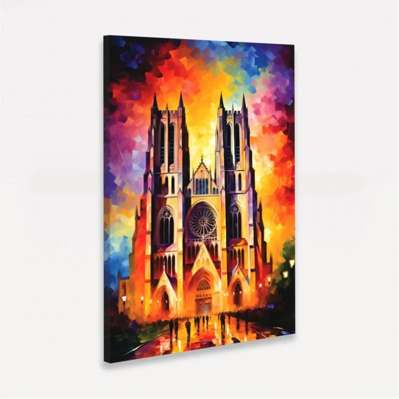 Quadro Catedral Nacional de Washington - EUA Impressionismo Moderno Espatuladas