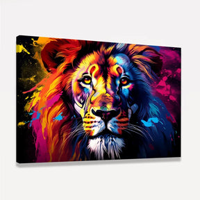 Quadro Leão Colorido Majestade Cromática