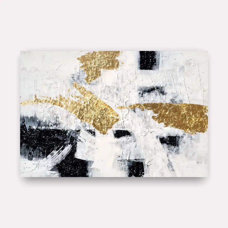 Quadro Abstrato Monocromático Elegância Dourada