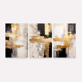 Quadro Abstrato Elegância Dourada Tons de Ouro e Preto