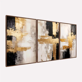 Quadro Abstrato Elegância Dourada Tons de Ouro e Preto