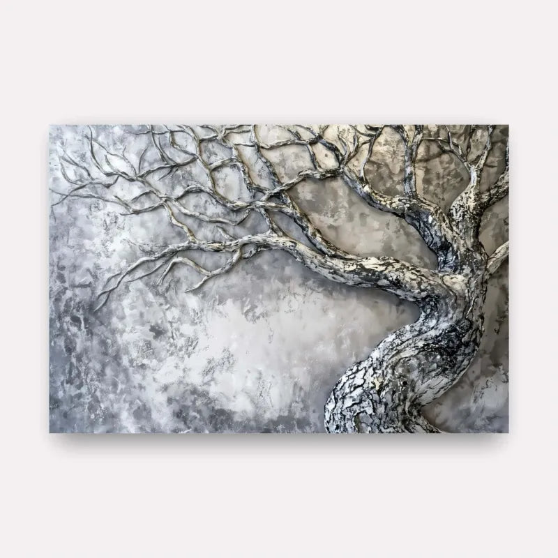 Quadro Árvore Abstrata Força e Elegância Relevo Metálico