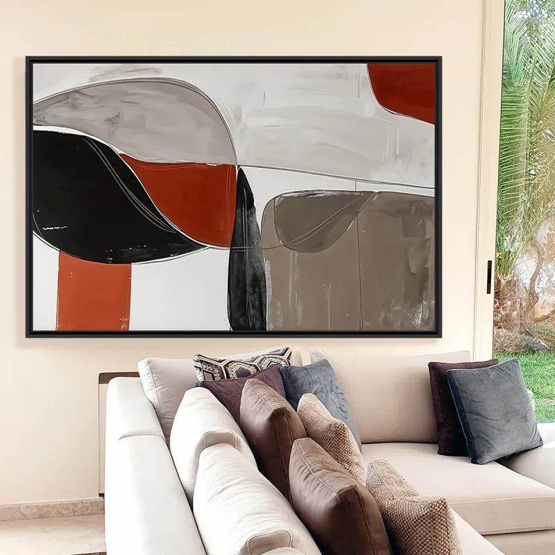 Quadro Formas Abstratas Harmonia de Cores Neutras e Terrosas