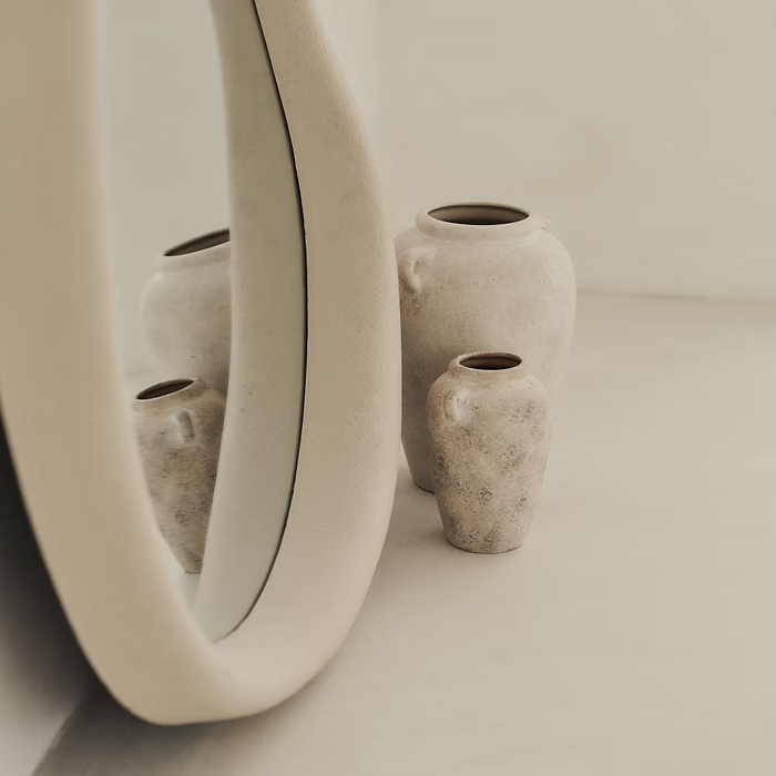 Espelho Europeu Orgânico Wabi-Sabi 2 Concreto Irregular