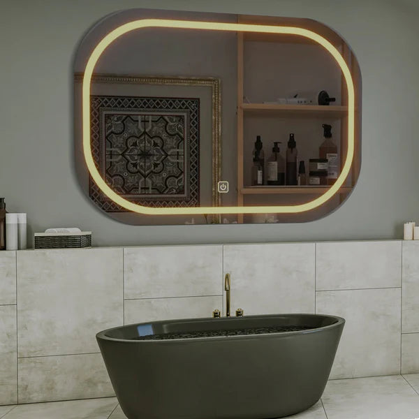 Espelho Moderno Curvado com LED para Banheiro