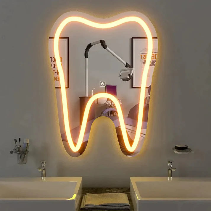 Espelho Desenho Dente com LED para Consultório